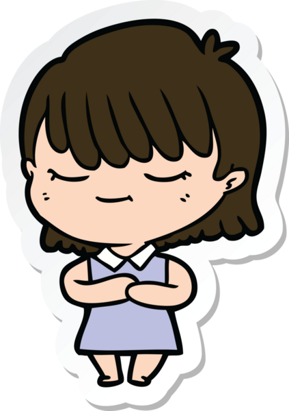 Bir insan tarafından çizilmiş bir karikatür kadının çıkartması.