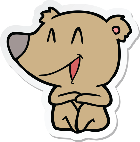 Bir insan tarafından çizilmiş, gülen ayı çizgi filminin çıkartması.