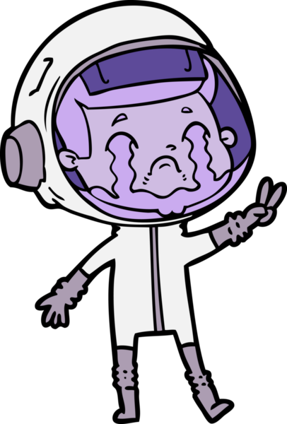 Bir insan tarafından çizilmiş ağlayan astronot çizgi filmi.