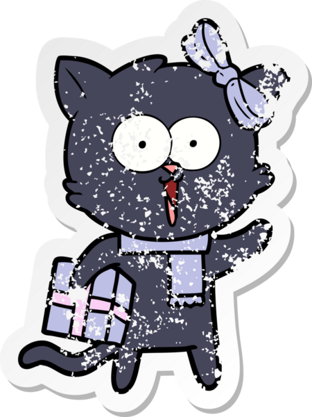 Bir insan tarafından çizilmiş karikatür bir kedinin sıkıntılı çıkartması.