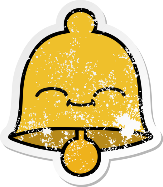 Bir insan tarafından çizilmiş sevimli bir çanın sıkıntılı çıkartması.