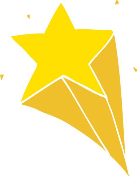 Bir insan tarafından çizilmiş düz renkli çizgi film yıldızı