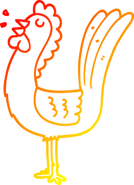 Bir insan tarafından çizilen çizgi film horozunun sıcak çizgi çizimi