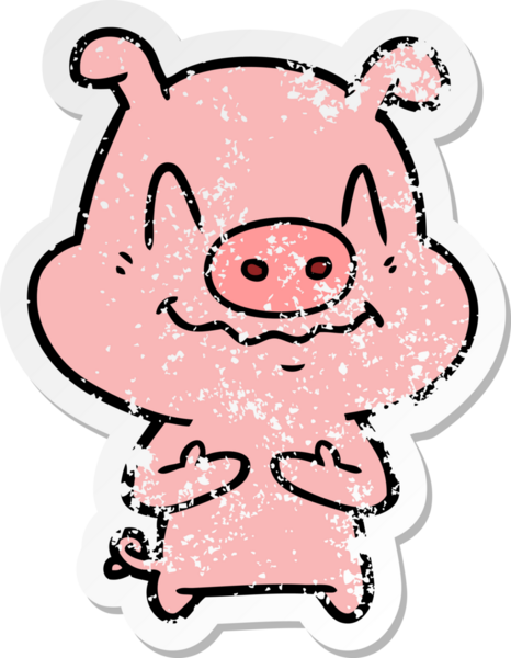 Bir insan tarafından çizilmiş sinirli bir domuzun sıkıntılı çıkartması.