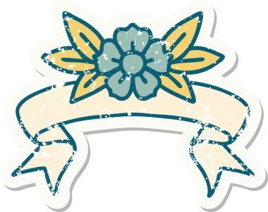 Bir insan tarafından çizilmiş çiçeğin bayrağını taşıyan eski bir etiket.