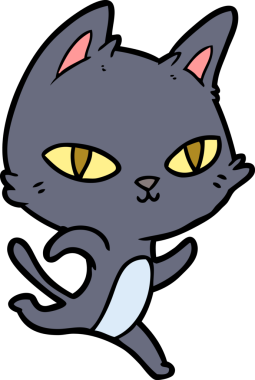 Bir insan tarafından çizilmiş çizgi film kedisi.