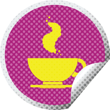 Bir insan tarafından çizilmiş bir fincan sıcak kahve yuvarlak kabuğu çıkartması.