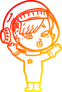 Bir insan tarafından çizilmiş bir astronot kadın çizgi çizimi.