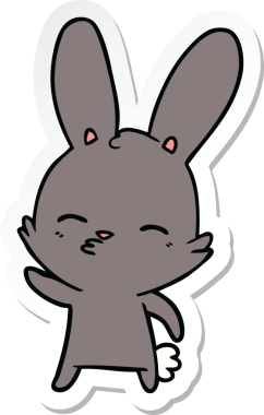 Bir insan tarafından çizilmiş meraklı bir tavşan karikatürü.