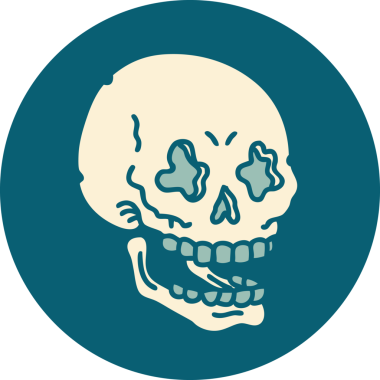 Bir insan tarafından çizilmiş bir kafatasının ikonik dövme şekli