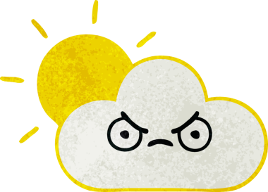 Güneş ışığının retro grunge deseni ve bir insan tarafından çizilmiş bulut.