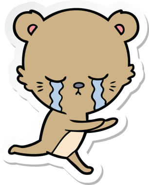 Bir insan tarafından çizilmiş ağlayan çizgi film ayısının çıkartması.