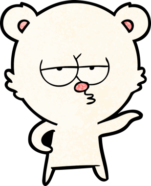 Bir insan tarafından çizilmiş sıkılan kutup ayısı çizgi filmi.