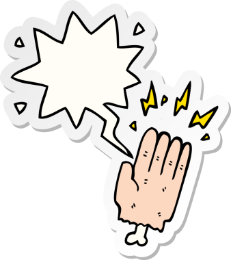 Bir insan tarafından çizilmiş balon etiketli sihirli cadılar bayramı zombi eli.