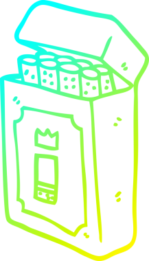 Bir insan tarafından çizilmiş bir paket sigaranın soğuk gradyan çizimi.