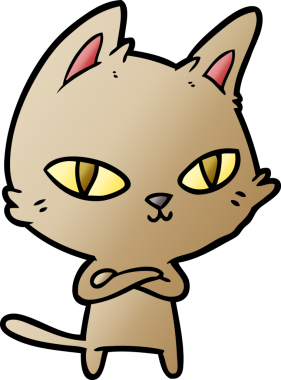 Bir insan tarafından çizilmiş çizgi film kedisi.