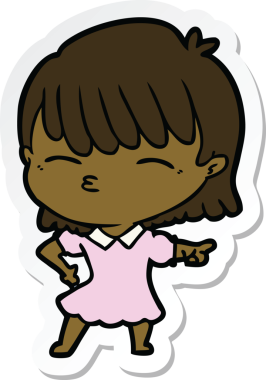 Bir insan tarafından çizilmiş bir karikatür kadının çıkartması.