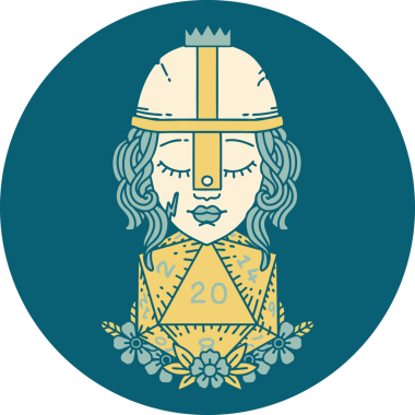 Bir insan tarafından çizilmiş 20 D20 zarlı insan dövüşçüsü simgesi