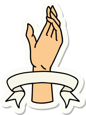 Bir insan tarafından çizilmiş el pankartıyla dövme stili çıkartması