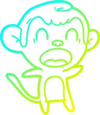 Bir insan tarafından çizilmiş bağıran çizgi film maymunu çizimi.