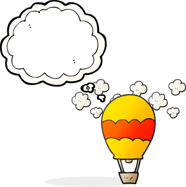Bir insan tarafından çizilmiş serbest düşünce balonu karikatürü sıcak hava balonu