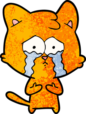 Bir insan tarafından çizilmiş ağlayan kedi çizgi filmi.