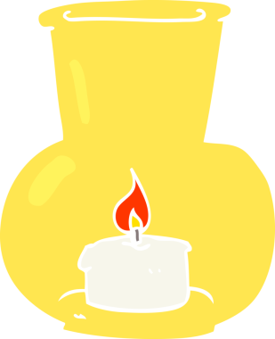 Bir insan tarafından çizilmiş eski cam fenerin düz renk çizimi