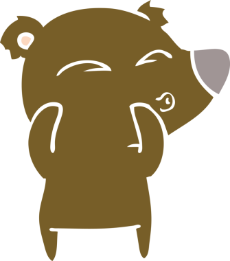 Düz renkli çizgi film ıslık çalan ayı insan tarafından çizilmiş.