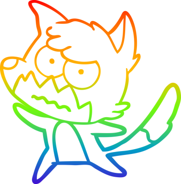 Gökkuşağı gradyan çizgi çizimi bir insan tarafından çizilmiş bir tilki