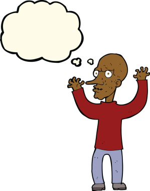 Bir insan tarafından çizilmiş düşünce baloncuğu olan kaba bir adam.