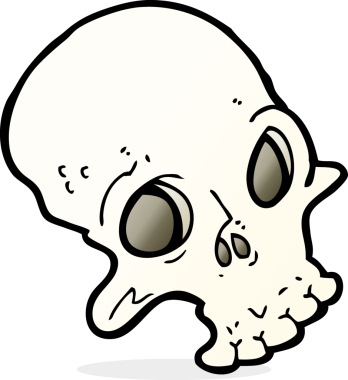 Bir insan tarafından çizilmiş ürkütücü bir kafatası.