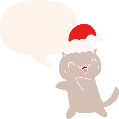 Bir insan tarafından çizilmiş eski tarz konuşma baloncuğu olan şirin bir çizgi roman kedisi.