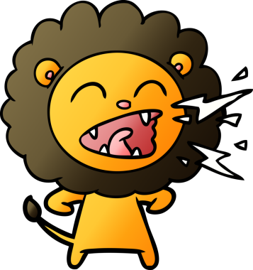 Bir insan tarafından çizilmiş kükreyen aslan çizgi filmi.