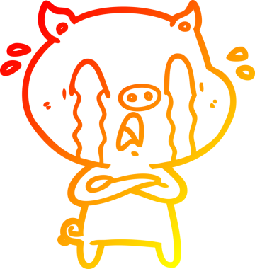 Bir insan tarafından çizilmiş, ağlayan bir domuz çizgi filmi.