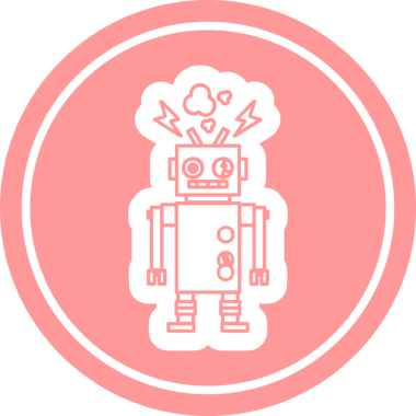 arızalı robot dairesel simgesi bir insan tarafından çizildi