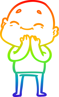 gökkuşağı gradyan çizimi mutlu bir çizgi kel adamın çizimi bir insan tarafından çizildi