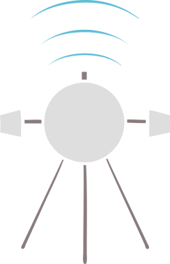 Bir insan tarafından çizilmiş düz renkli bir uydu karikatürü