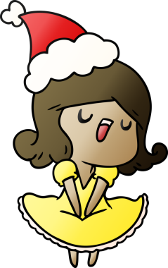 Bir insan tarafından çizilmiş Kawai kızının el çizimi gradyan çizgi filmi.