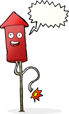 Bir insan tarafından çizilmiş konuşma baloncuklu havai fişek.