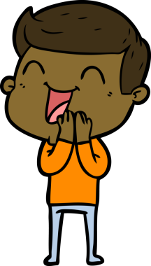 Bir insan tarafından çizilmiş gülen çizgi film adamı.