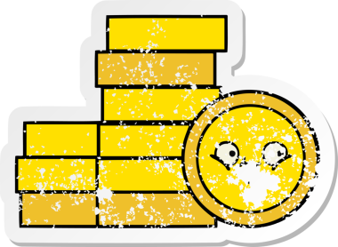 Bir insan tarafından çizilmiş bozuk paraların sıkıntılı çıkartması.