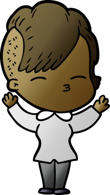 Bir insan tarafından çizilmiş şaşı çizgi film kızı.