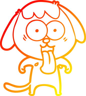 Bir insan tarafından çizilmiş sevimli bir köpeğin sıcak çizgi çizgisi.