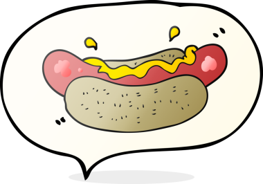 Bir insan tarafından çizilmiş serbest konuşma balonu karikatürü sosisli sandviç.