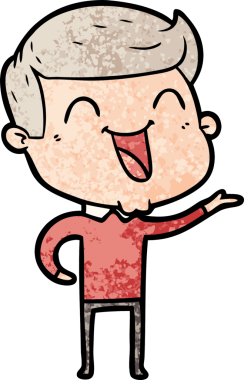 Bir insan tarafından çizilmiş gülen çizgi film adamı.