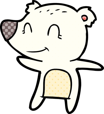 Bir insan tarafından çizilmiş gülümseyen kutup ayısı çizgi filmi