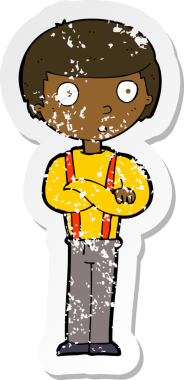 Bir insan tarafından çizilmiş, kederli bir çizgi film karakteri.