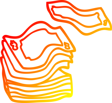 Bir çizgi filmin sıcak gradyan çizimi bir insan tarafından çizilmiş büyük bir para yığını