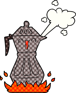 Bir insan tarafından çizilmiş kahve demliği.