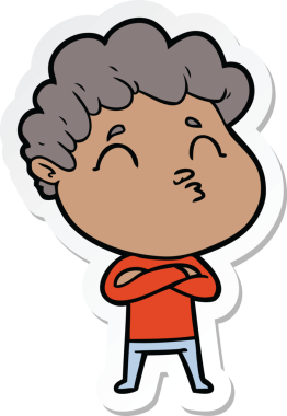 Bir insan tarafından çizilmiş karikatür adamın çıkartması.